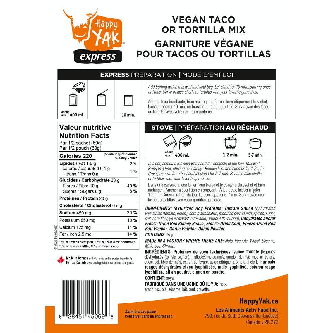 Happy Yak - Vegetarian Taco Mix