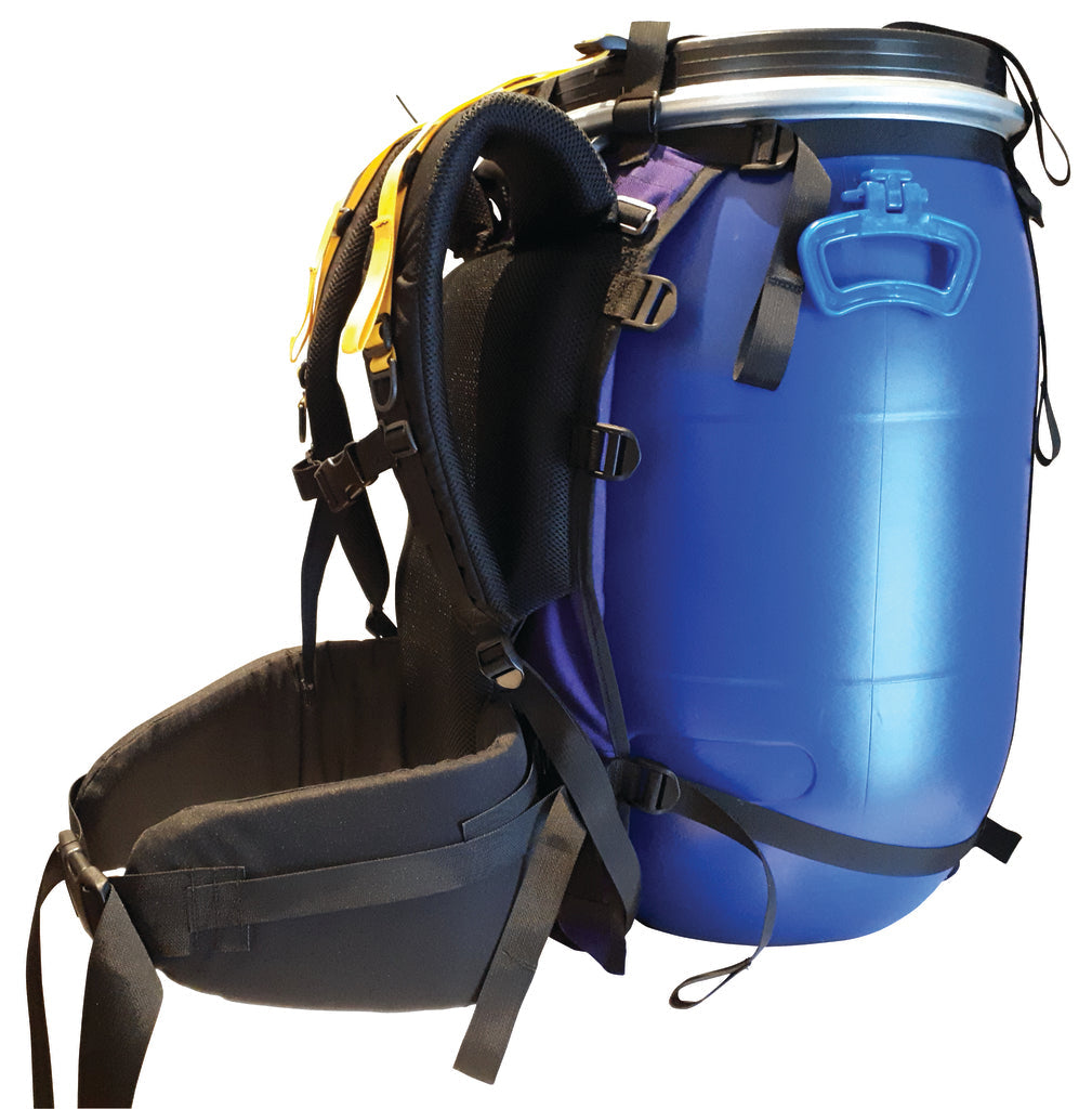 Purple Ostrom Voyageur Canoe Barrel Harness, Portage Barrel Harness side view, Canada, image.