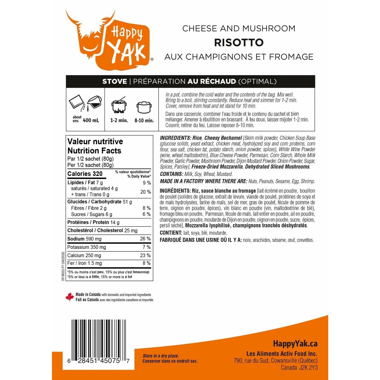 Happy Yak Cheese & Mushroom Risotto