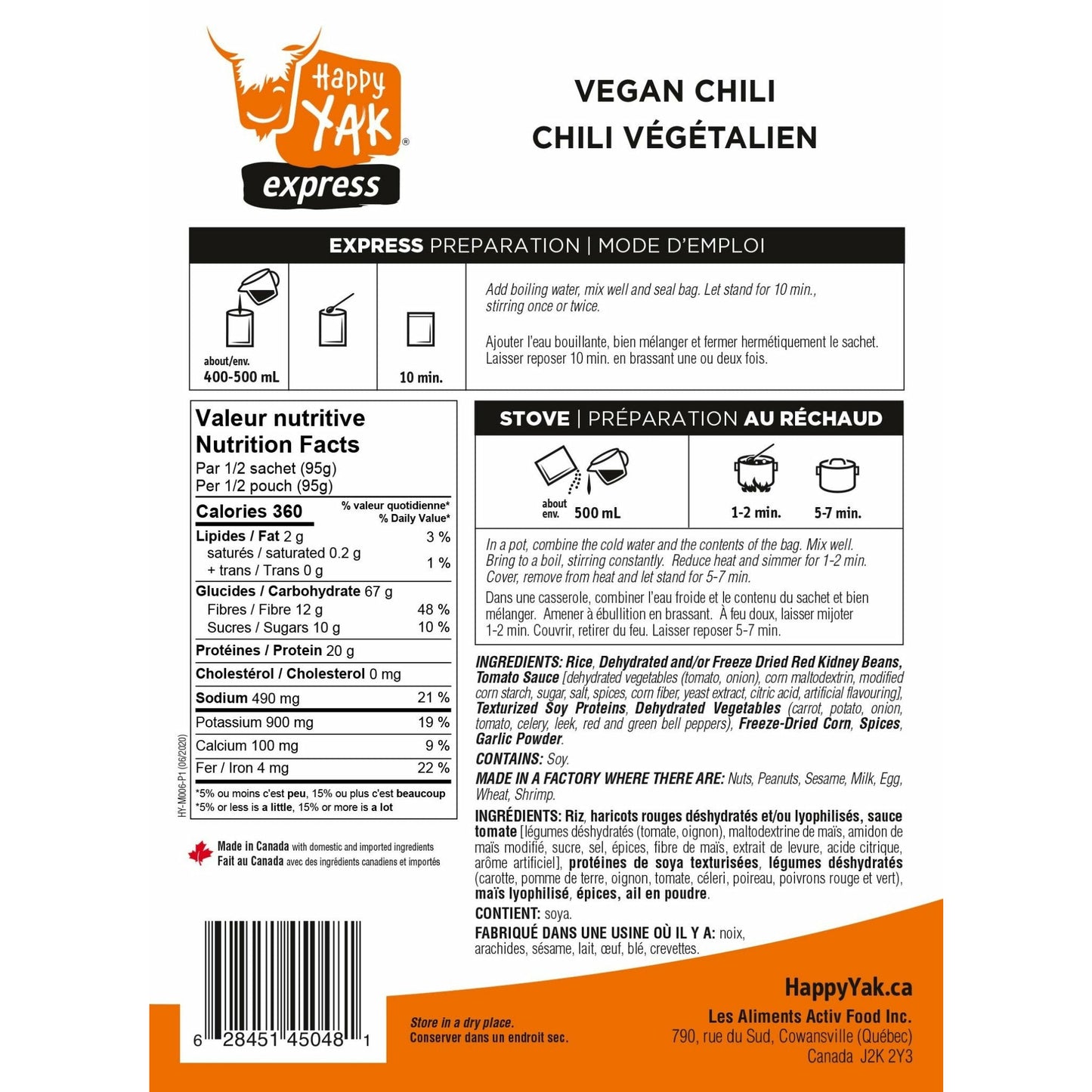 Happy Yak Vegan Chili