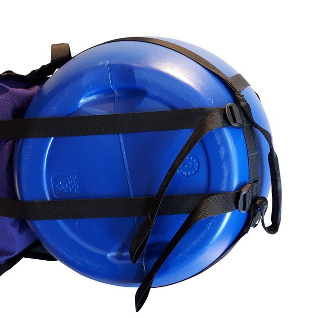 Purple Ostrom Voyageur Canoe Barrel Harness, Portage Barrel Harness bottom view, Canada, image.