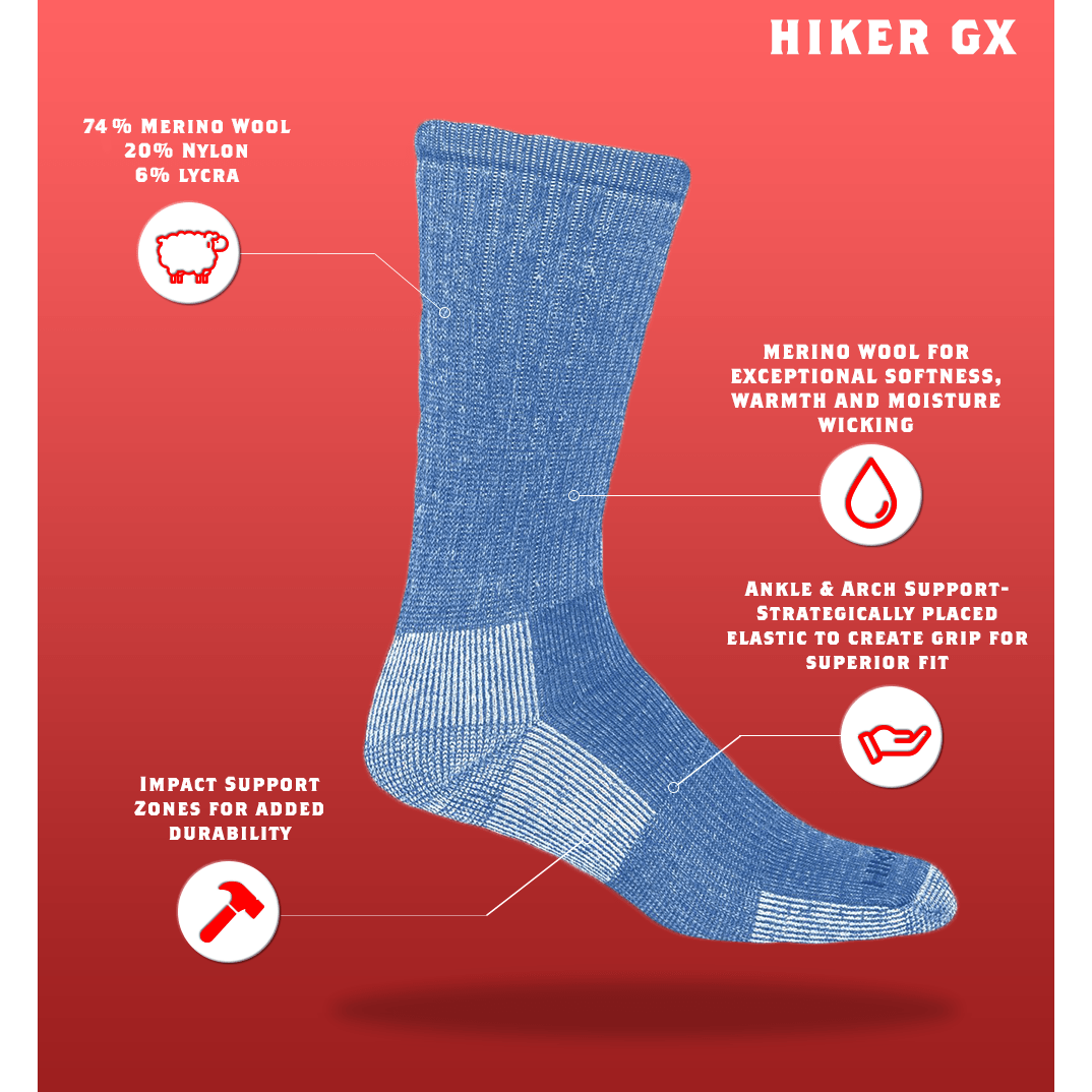 JB Field's Hiker GX Colorful Crew Socks