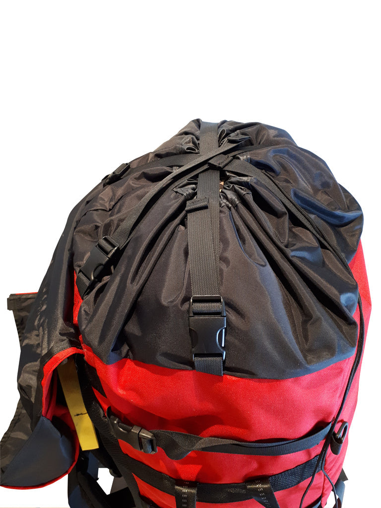 Red Ostrom Quetico Canoe Pack, Portage Pack snowcuff top view, Canada, image