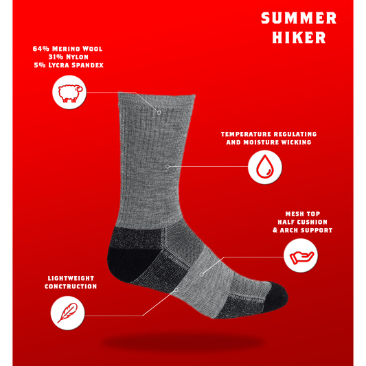 JB Field's Summer Hiker Crew Socks